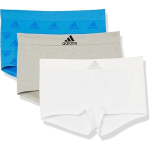 adidas womens Seamless Boyshort Underwear Multipack(Pulse Blue Logo/Heather Grey/White)