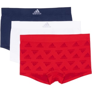 adidas womens Seamless Boyshort Underwear Multipack(Vivid Red Logo/White/Night Indigo)
