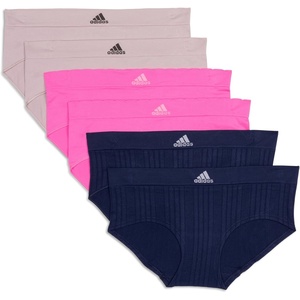 adidas womens Seamless Brief Panties 3-pack(Night Indigo Ribbed/Lucid Pink/Wonder Taupe)