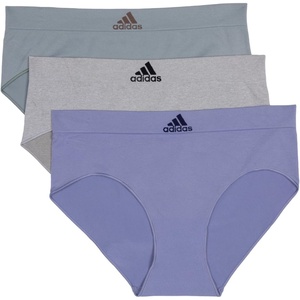 adidas womens Seamless Brief Panties 3-pack(Silver Violet/Heather Grey/Silver Green)