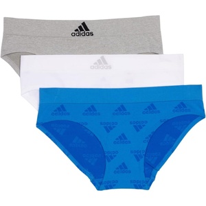 adidas womens Seamless Hipster Underwear 3 Pack(Pulse Blue Logo/Heather Grey/White)