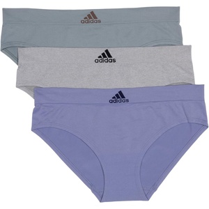 adidas womens Seamless Hipster Underwear 3 Pack(Silver Violet/Heather Grey/Silver Green)