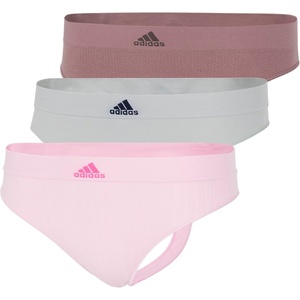 adidas womens Seamless Thong Underwear 3-pack(Wonder Pink Ribbed/Wonder Silver/Wonder Oxide Fishnet)