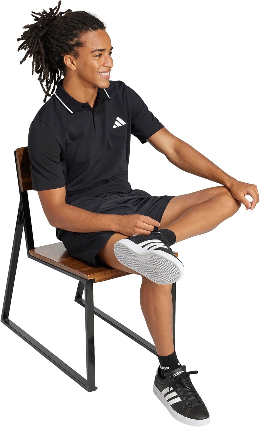 image:imageAdidas Mens Essentials Small Logo Pique Polo ShirtBlackWhite