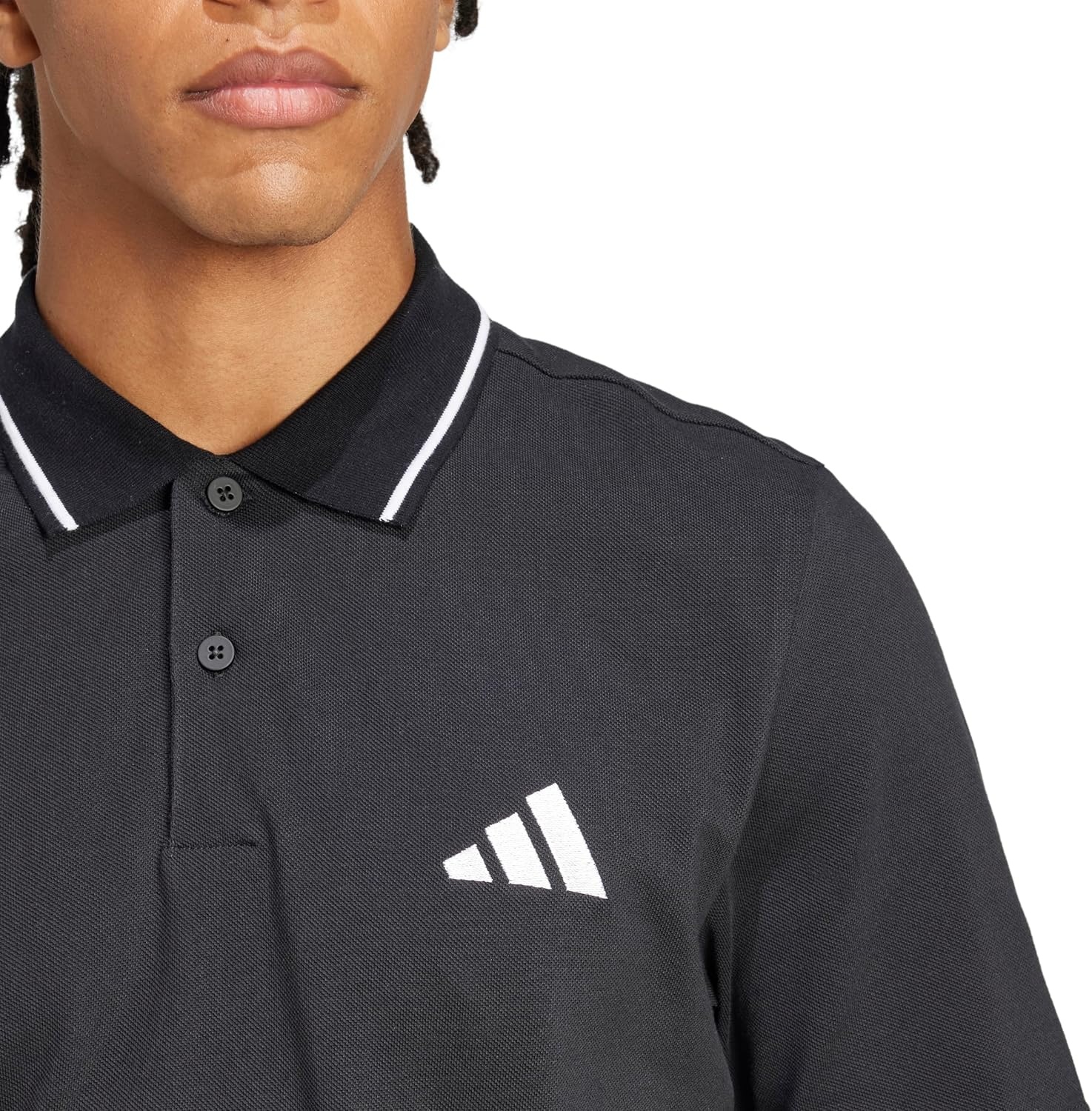 image:imageAdidas Mens Essentials Small Logo Pique Polo ShirtBlackWhite