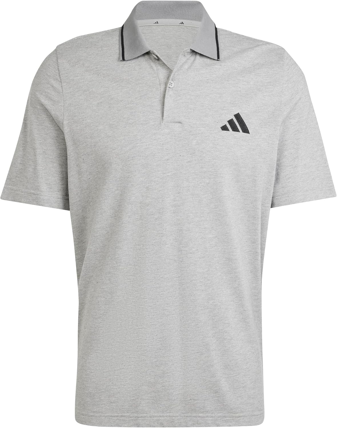 image:imageAdidas Mens Essentials Small Logo Pique Polo ShirtMedium Grey HeatherBlack