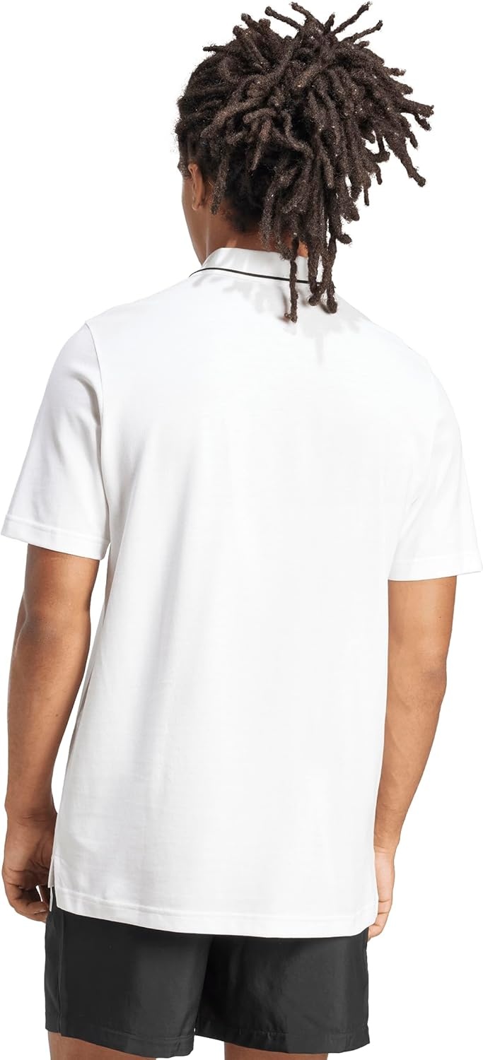 image:imageAdidas Mens Essentials Small Logo Pique Polo ShirtWhiteBlack
