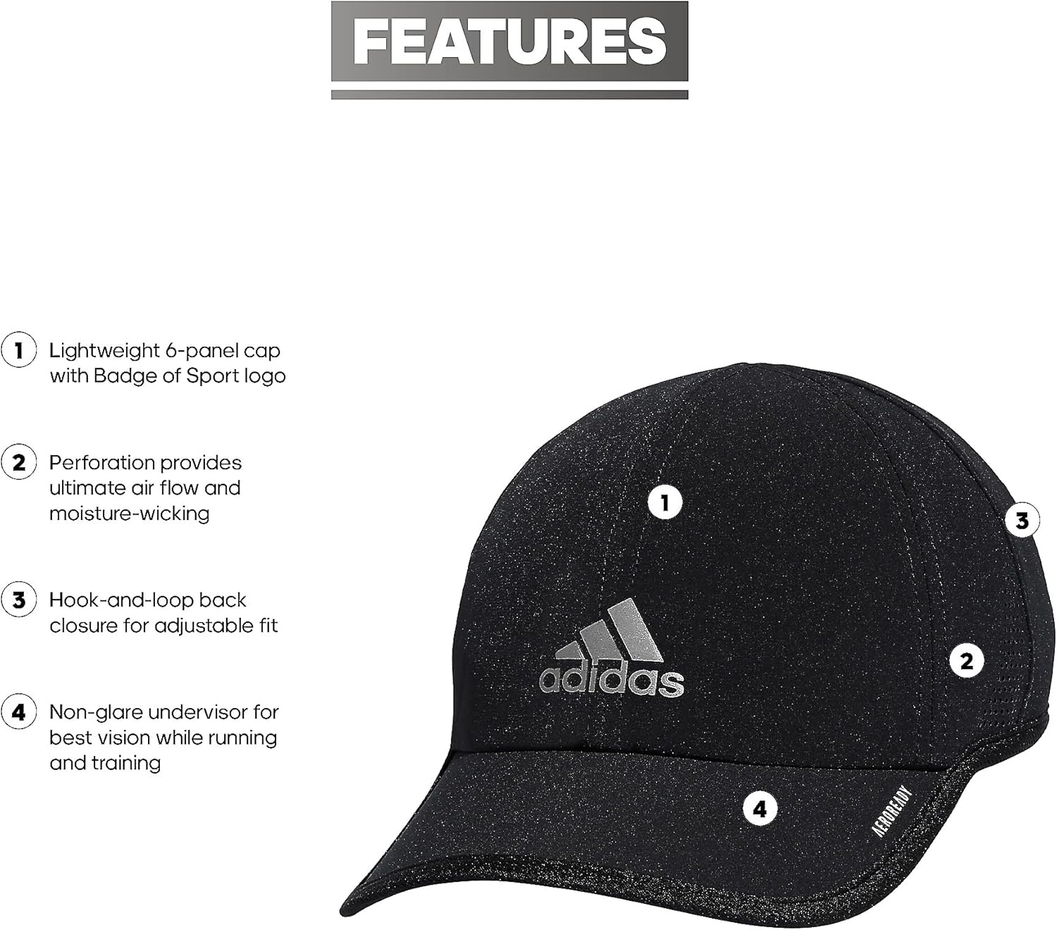 image:imageAdidas Mens Superlite Hat Lightweight Athletic Running Cap for WorkoutsBlackSilver Reflective20