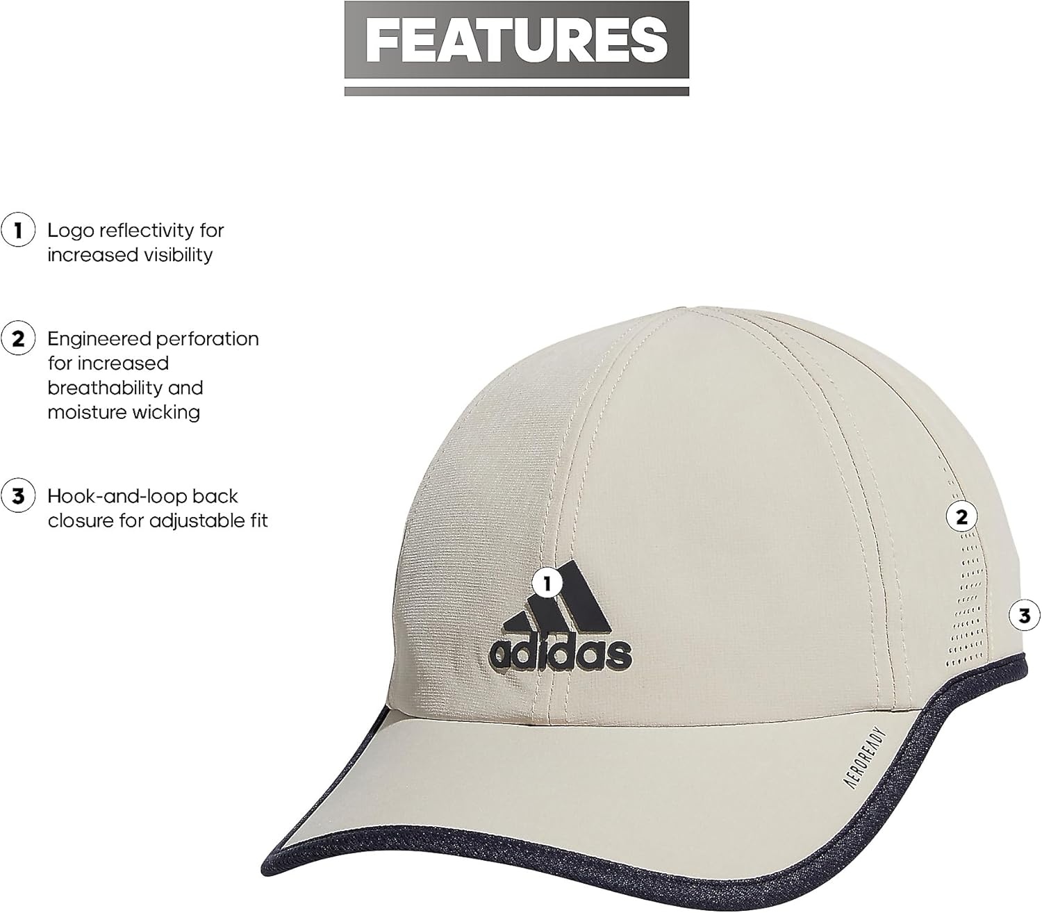 image:imageAdidas Mens Superlite Hat Lightweight Athletic Running Cap for WorkoutsWonder BeigeLegend Ink Blue20