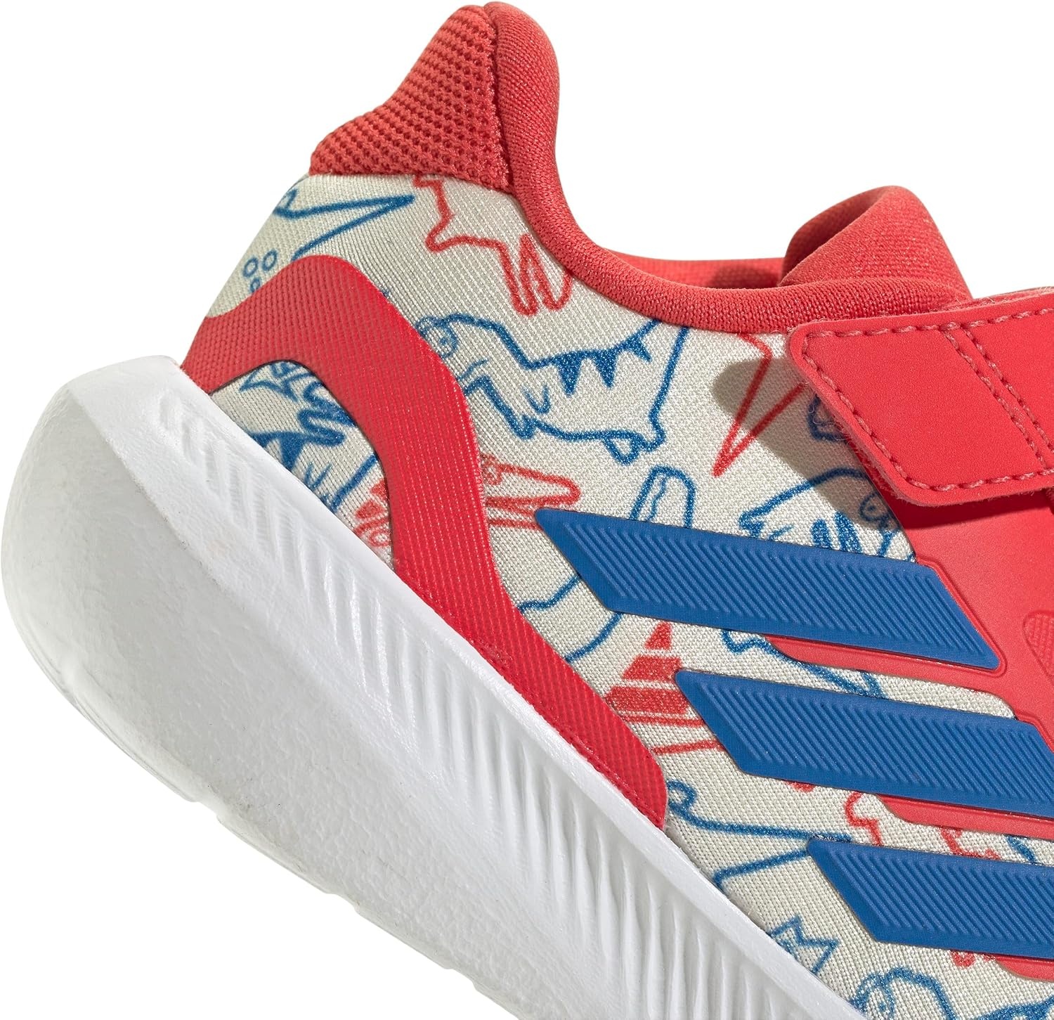image:imageadidas BabyBoys Marvel Run Falcon 5 Elastic Lace amp StrapOff WhiteBright RoyalSemi Lucid Red