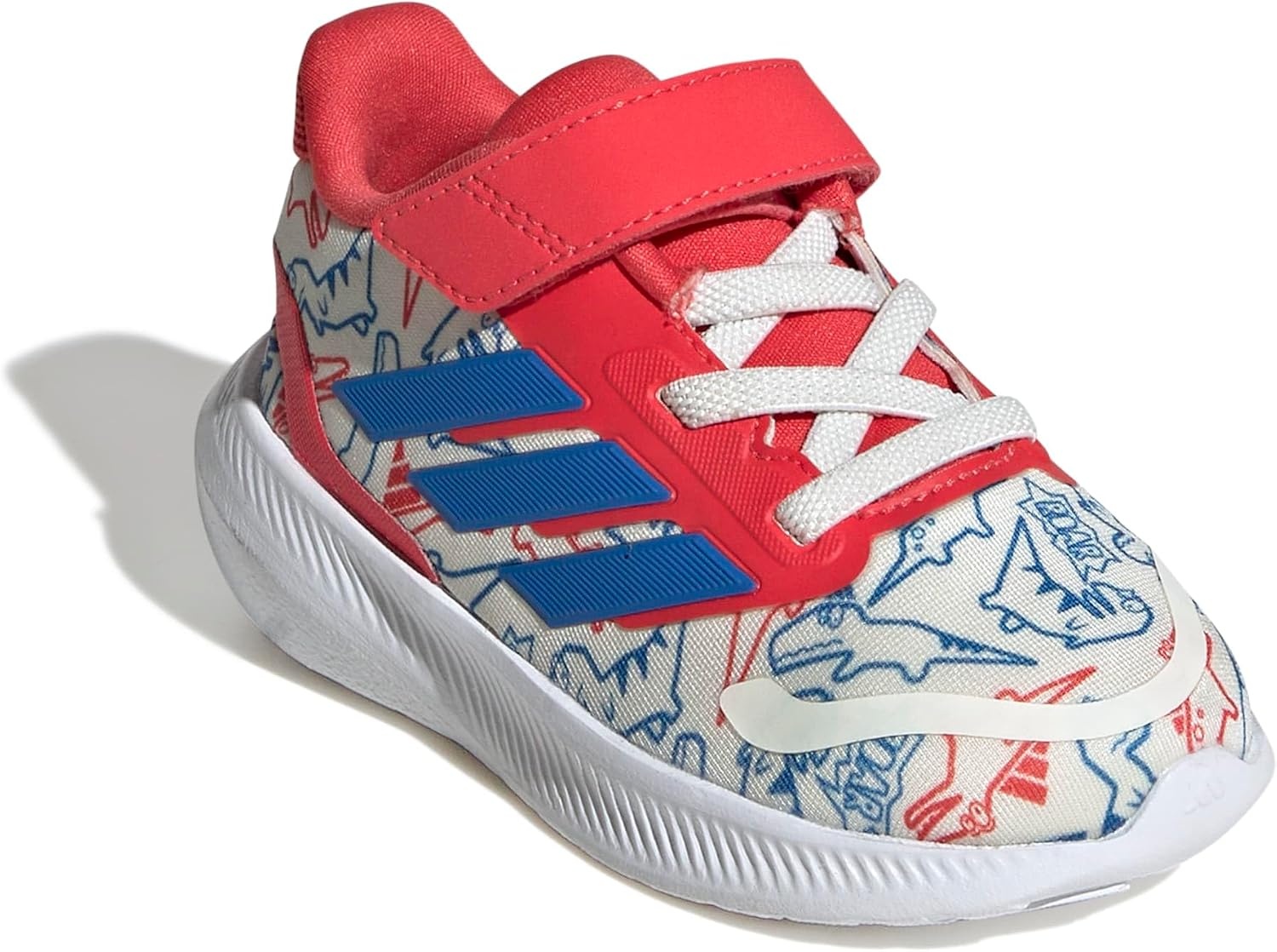 image:imageadidas BabyBoys Marvel Run Falcon 5 Elastic Lace amp StrapOff WhiteBright RoyalSemi Lucid Red