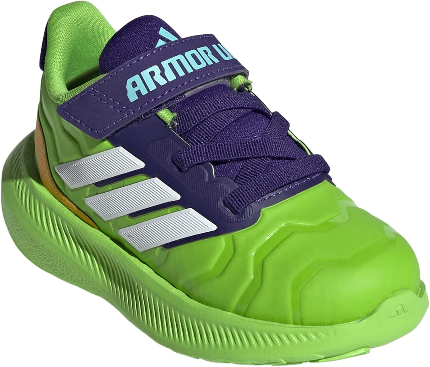 image:imageadidas BabyBoys Marvel Run Falcon 5 Elastic Lace amp StrapSemi Solar GreenWhiteCollegiate PurpleMarvel