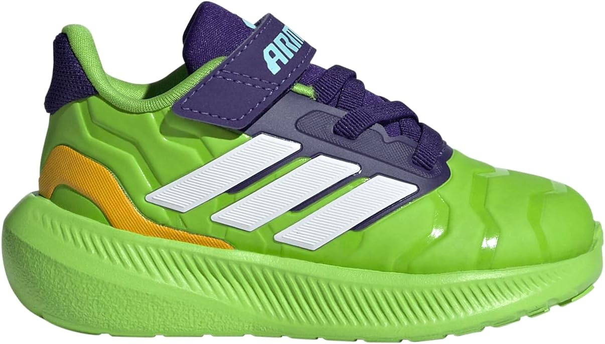 image:imageadidas BabyBoys Marvel Run Falcon 5 Elastic Lace amp StrapSemi Solar GreenWhiteCollegiate PurpleMarvel