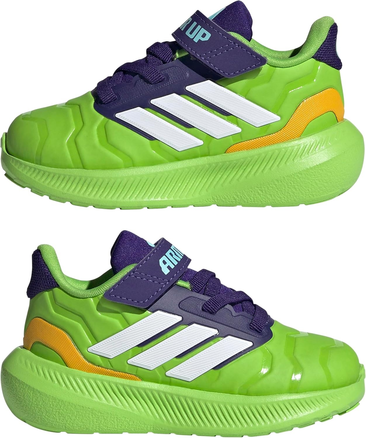 image:imageadidas BabyBoys Marvel Run Falcon 5 Elastic Lace amp StrapSemi Solar GreenWhiteCollegiate PurpleMarvel