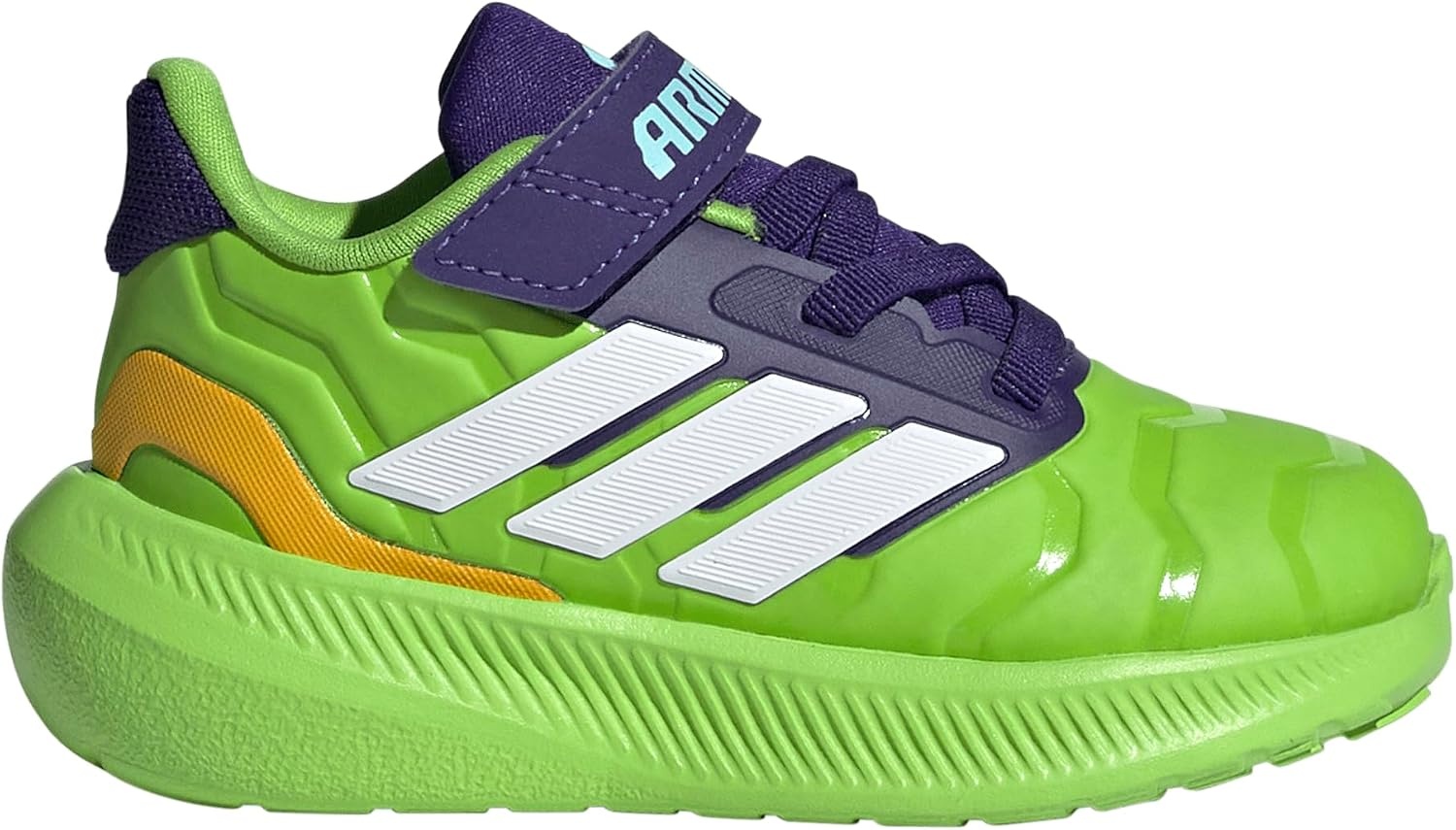 image:imageadidas BabyBoys Marvel Run Falcon 5 Elastic Lace amp StrapSemi Solar GreenWhiteCollegiate PurpleMarvel