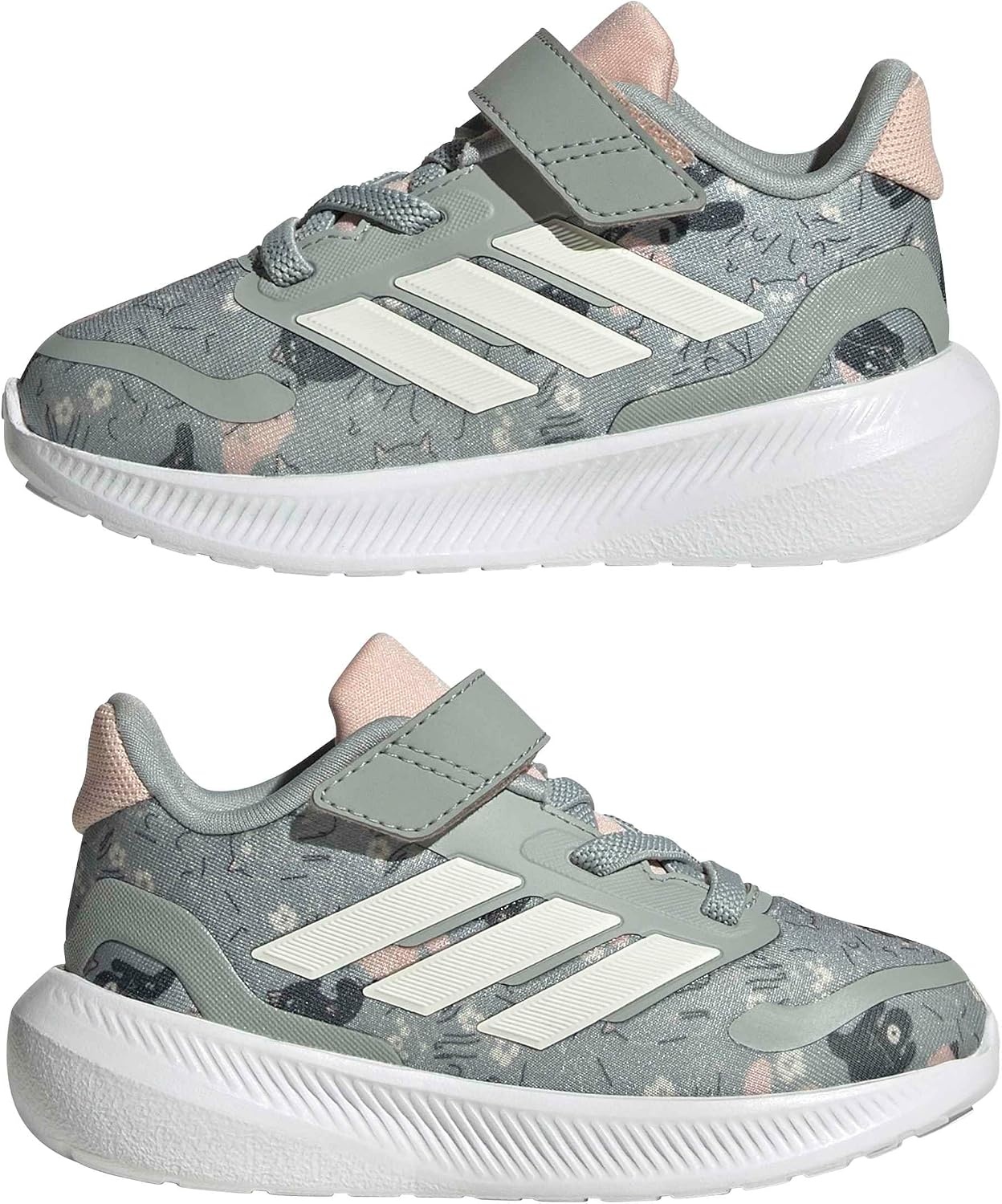 image:imageadidas BabyBoys Marvel Run Falcon 5 Elastic Lace amp StrapWonder SageOff WhiteBlush Pink
