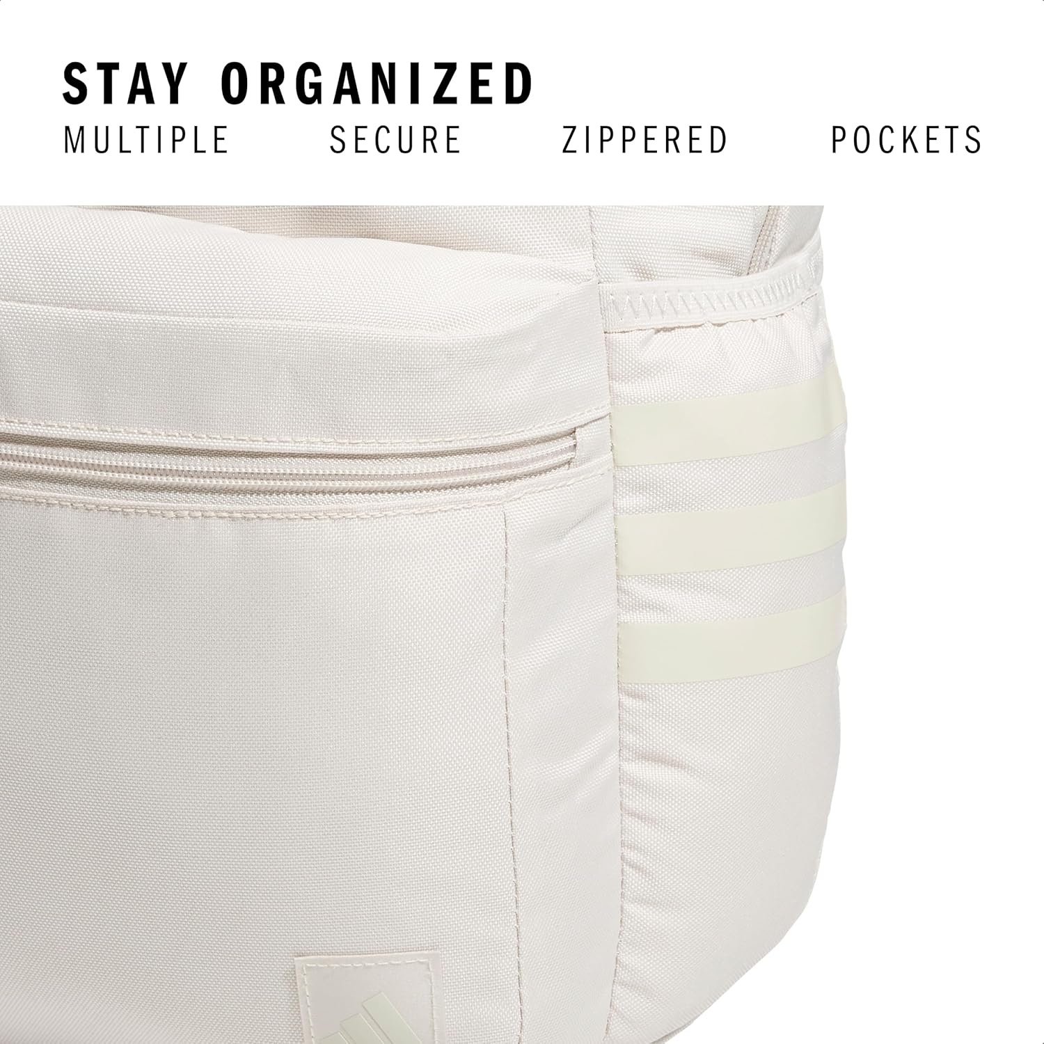 image:imageadidas Classic 3Stripe Backpack for Laptop School and Travel 28LAlumina BeigeGrey Four50