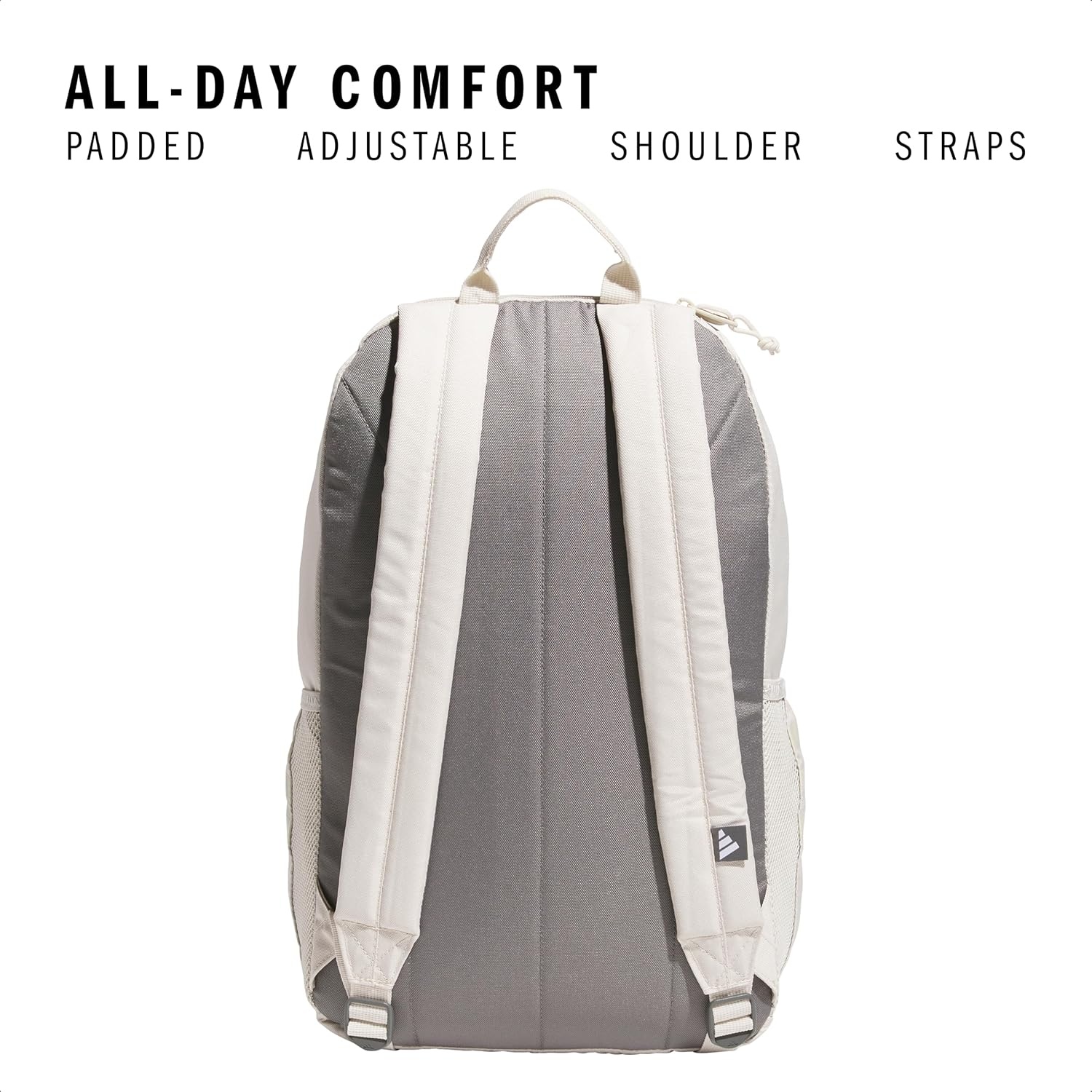 image:imageadidas Classic 3Stripe Backpack for Laptop School and Travel 28LAlumina BeigeGrey Four50