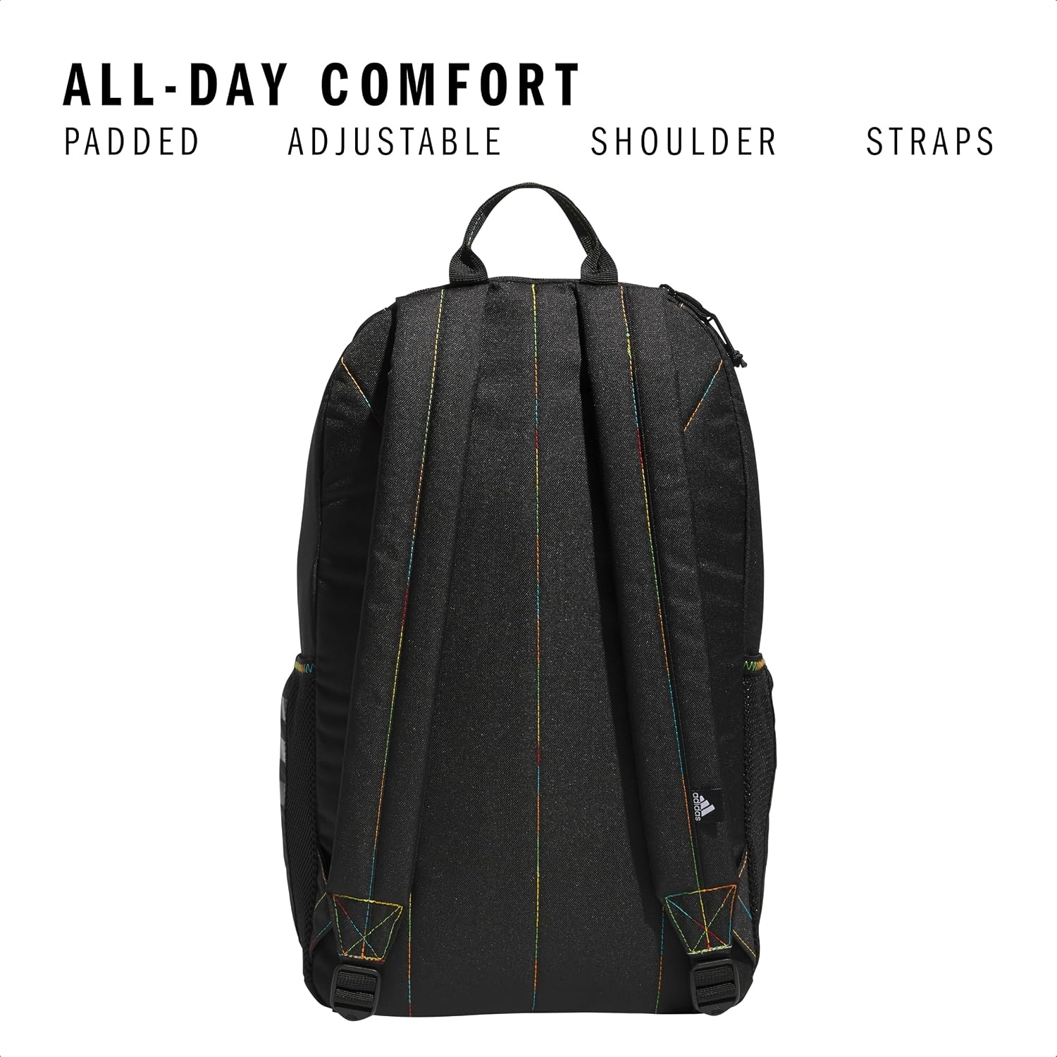 image:imageadidas Classic 3Stripe Backpack for Laptop School and Travel 28LBlackPulse Magenta Pink Rainbow50