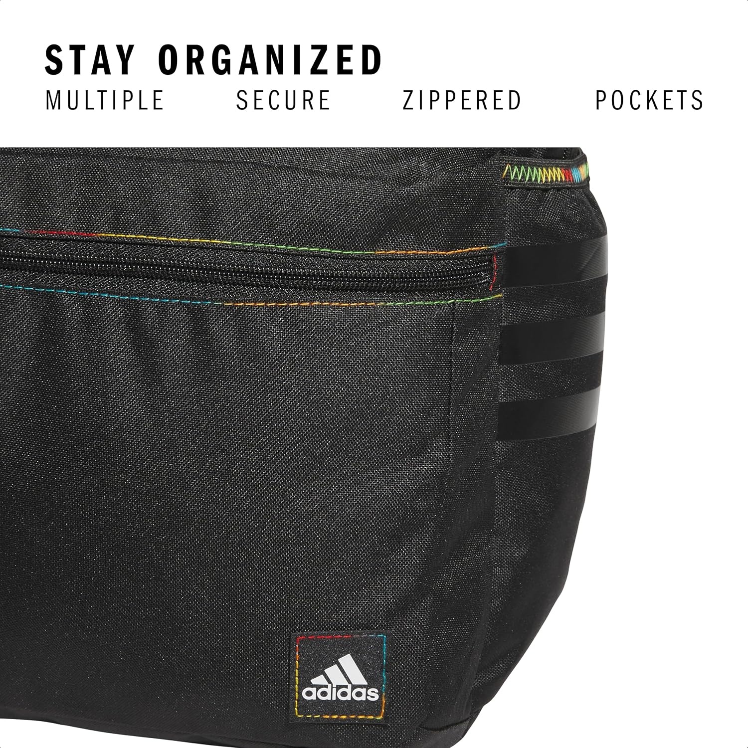 image:imageadidas Classic 3Stripe Backpack for Laptop School and Travel 28LBlackPulse Magenta Pink Rainbow50
