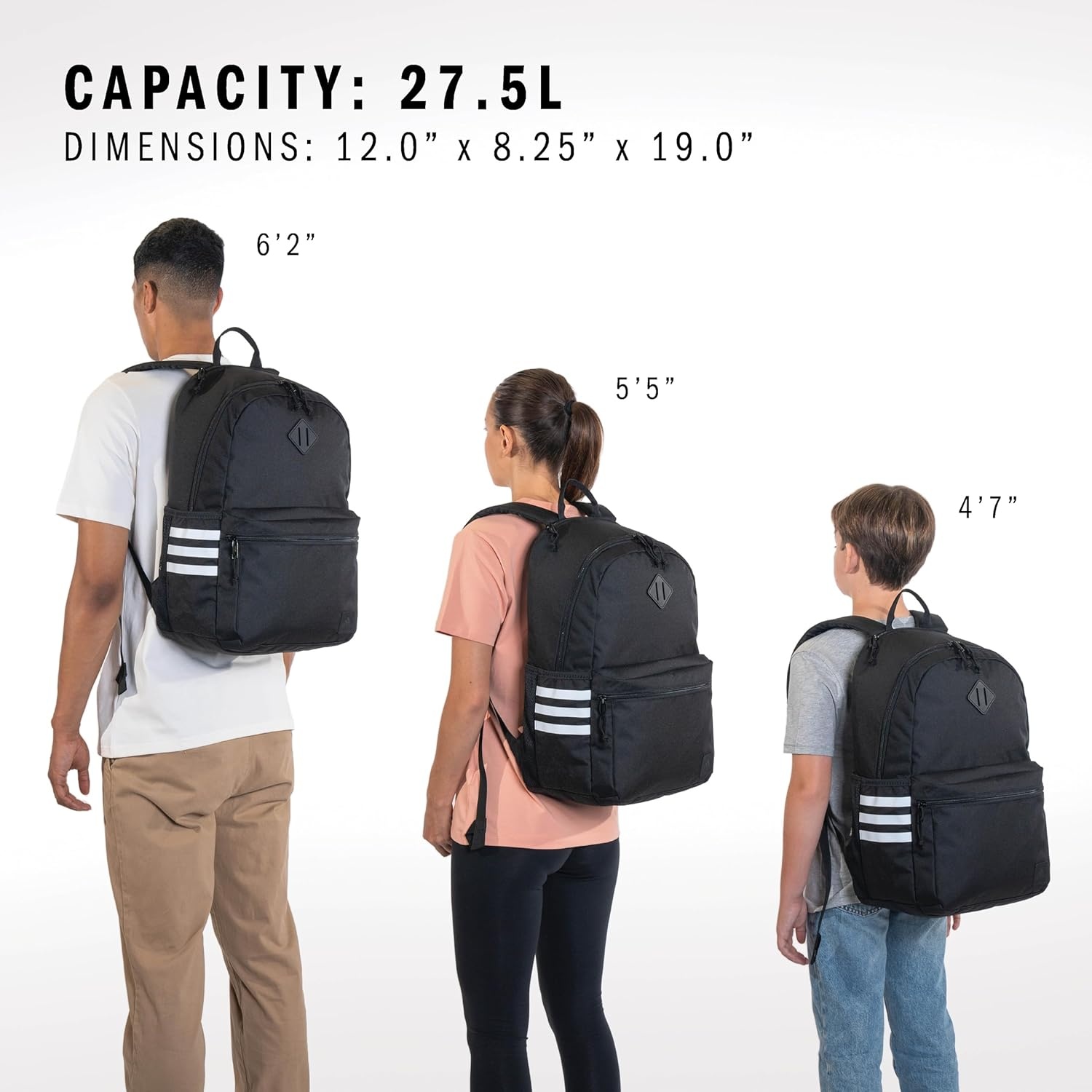 image:imageadidas Classic 3Stripe Backpack for Laptop School and Travel 28LBlackPulse Magenta Pink Rainbow50