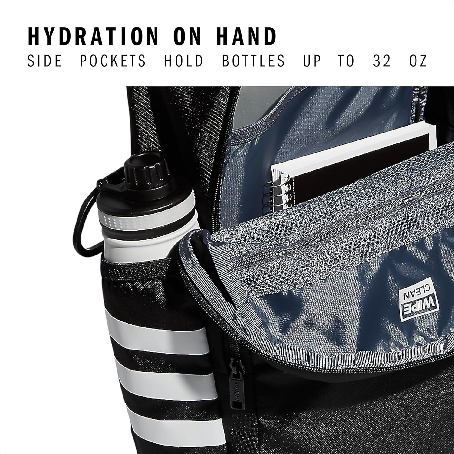 image:imageadidas Classic 3Stripe Backpack for Laptop School and Travel 28LBlackWhite40