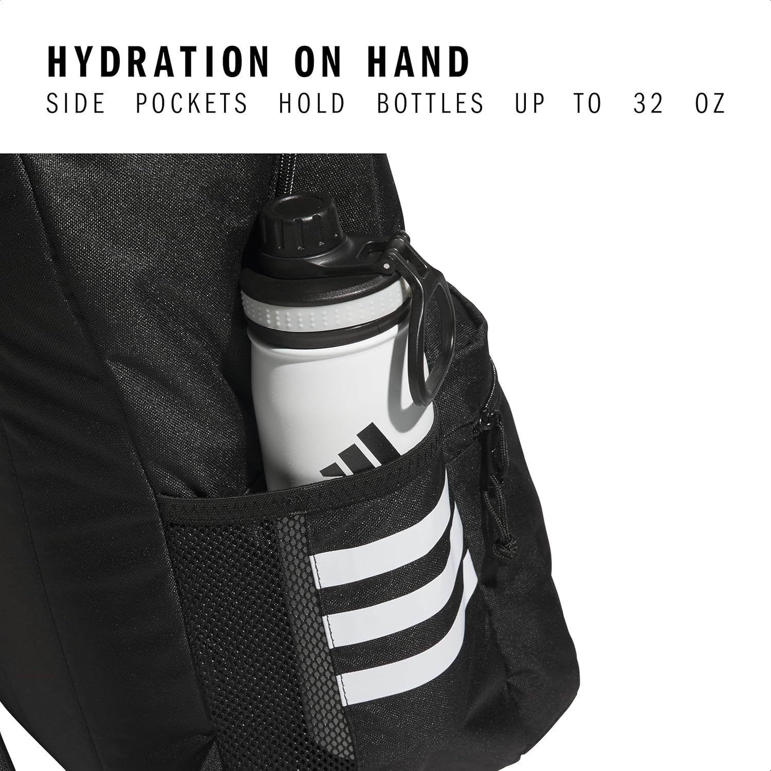 image:imageadidas Classic 3Stripe Backpack for Laptop School and Travel 28LBlackWhite50