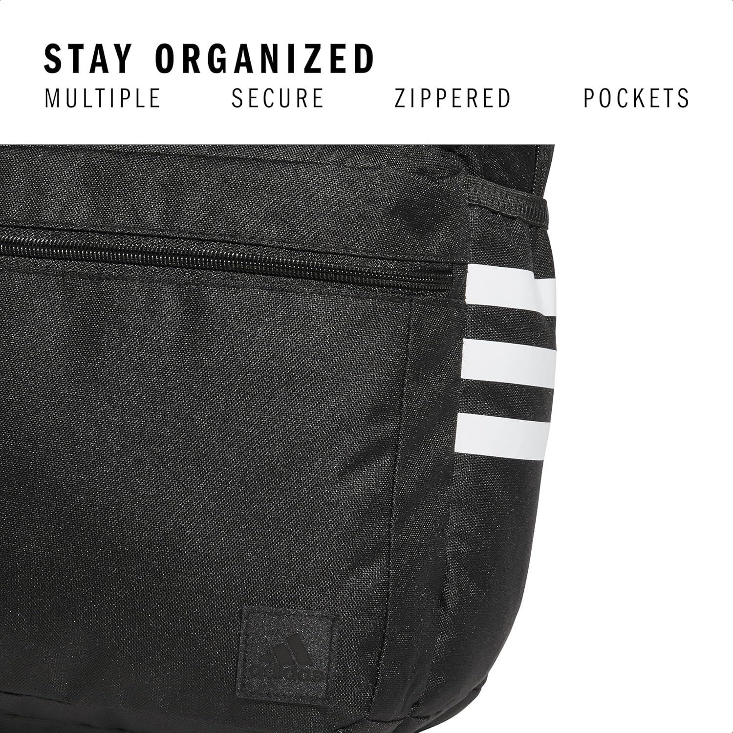 image:imageadidas Classic 3Stripe Backpack for Laptop School and Travel 28LBlackWhite50