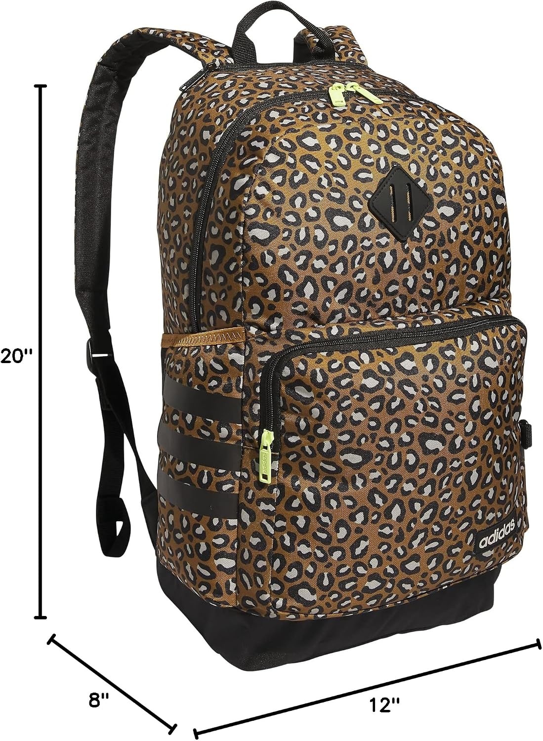 image:imageadidas Classic 3Stripe Backpack for Laptop School and Travel 28LCheetah Bronze StrataBlackPulse Lime Green40