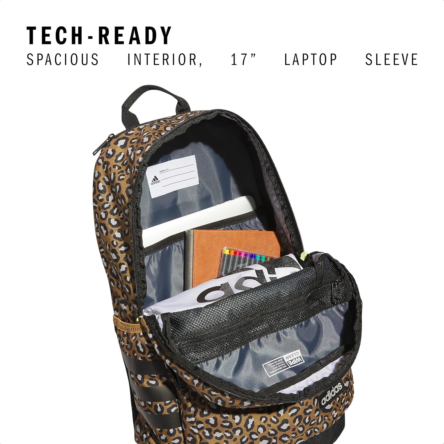 image:imageadidas Classic 3Stripe Backpack for Laptop School and Travel 28LCheetah Bronze StrataBlackPulse Lime Green40
