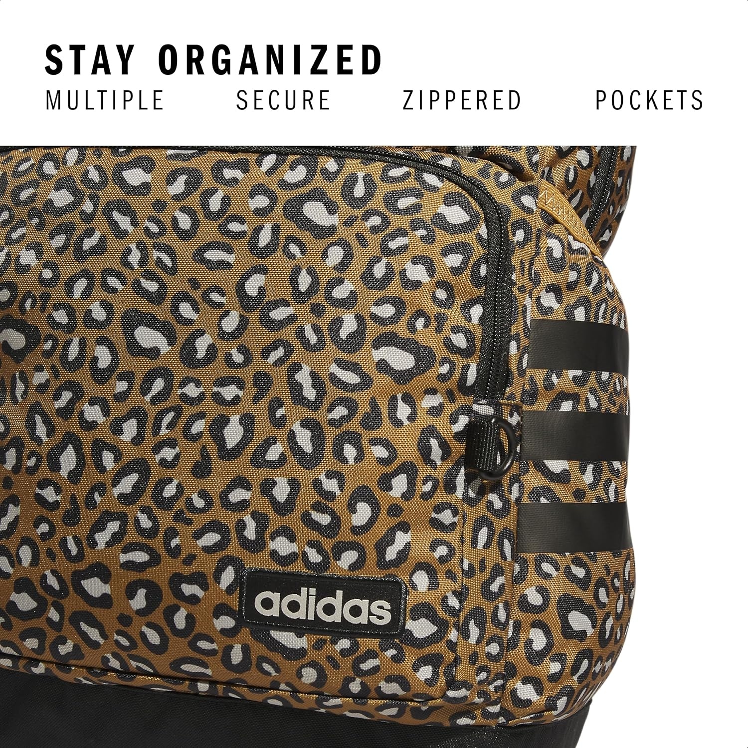 image:imageadidas Classic 3Stripe Backpack for Laptop School and Travel 28LCheetah Bronze StrataBlackPulse Lime Green40