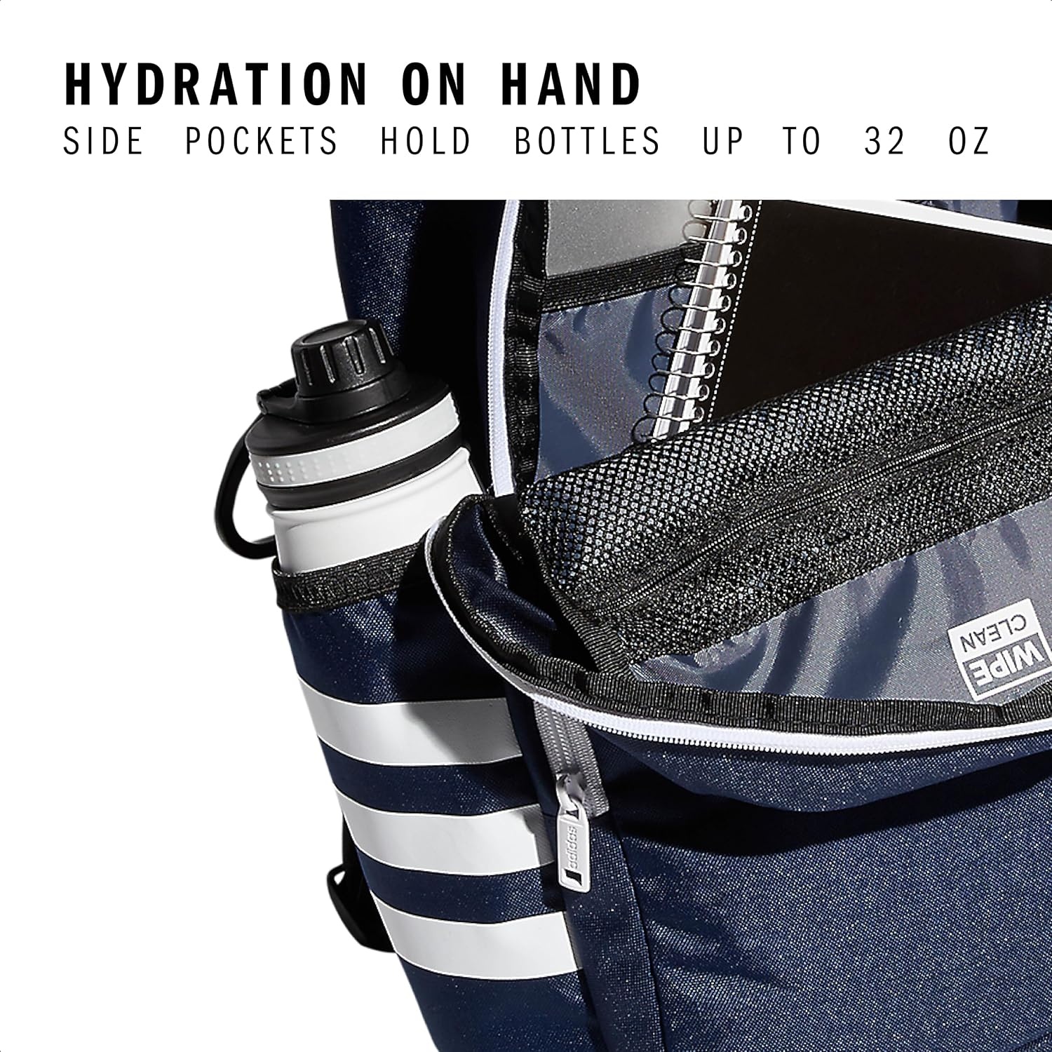 image:imageadidas Classic 3Stripe Backpack for Laptop School and Travel 28LCollegiate NavyJersey Onix GreyWhite40