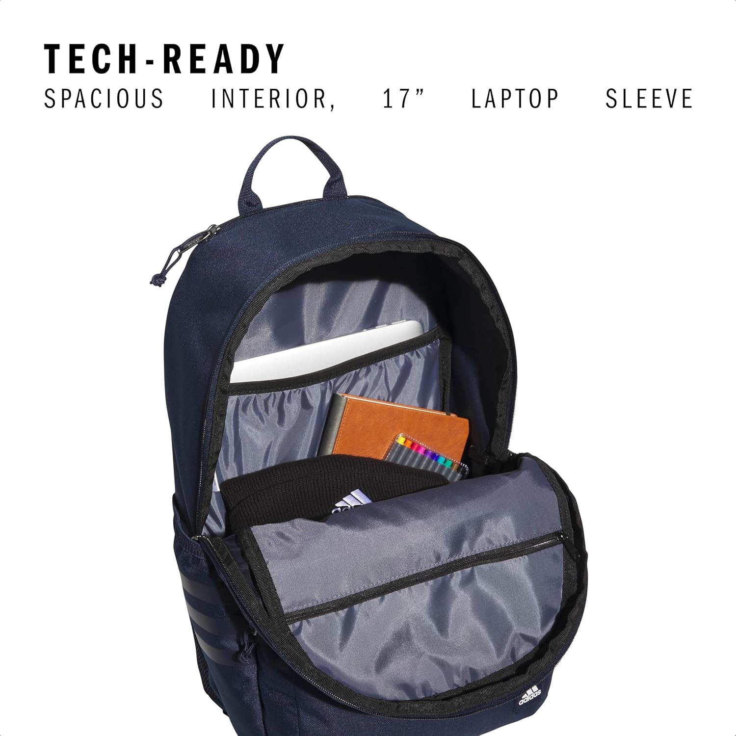 image:imageadidas Classic 3Stripe Backpack for Laptop School and Travel 28LCollegiate NavyWhiteBlack50