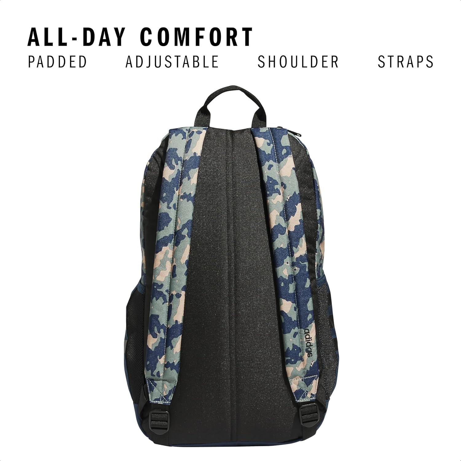 image:imageadidas Classic 3Stripe Backpack for Laptop School and Travel 28LEssential Camo Crew Navysilver GreenCrew NavyBlack40