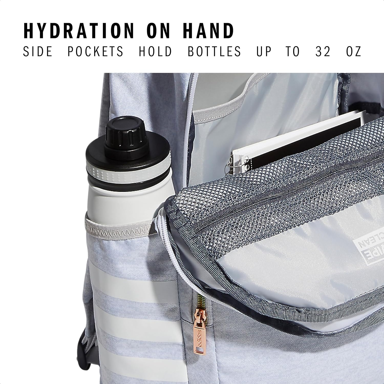 image:imageadidas Classic 3Stripe Backpack for Laptop School and Travel 28LJersey WhiteWhite Rainbow40