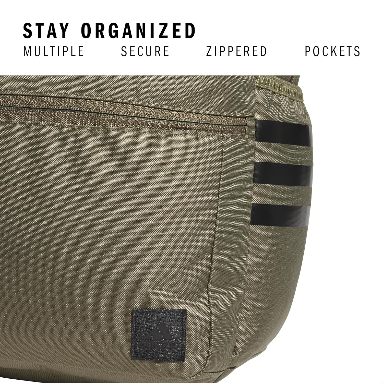 image:imageadidas Classic 3Stripe Backpack for Laptop School and Travel 28LOlive Strata GreenBlack50