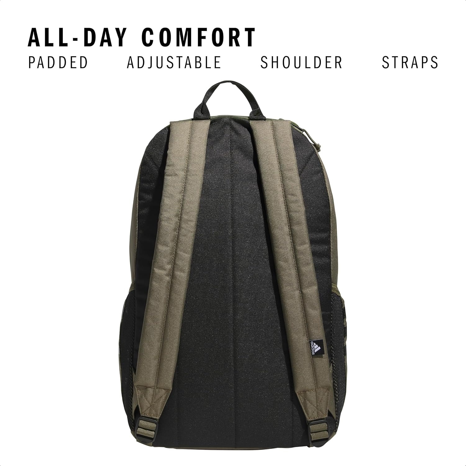 image:imageadidas Classic 3Stripe Backpack for Laptop School and Travel 28LOlive Strata GreenBlack50