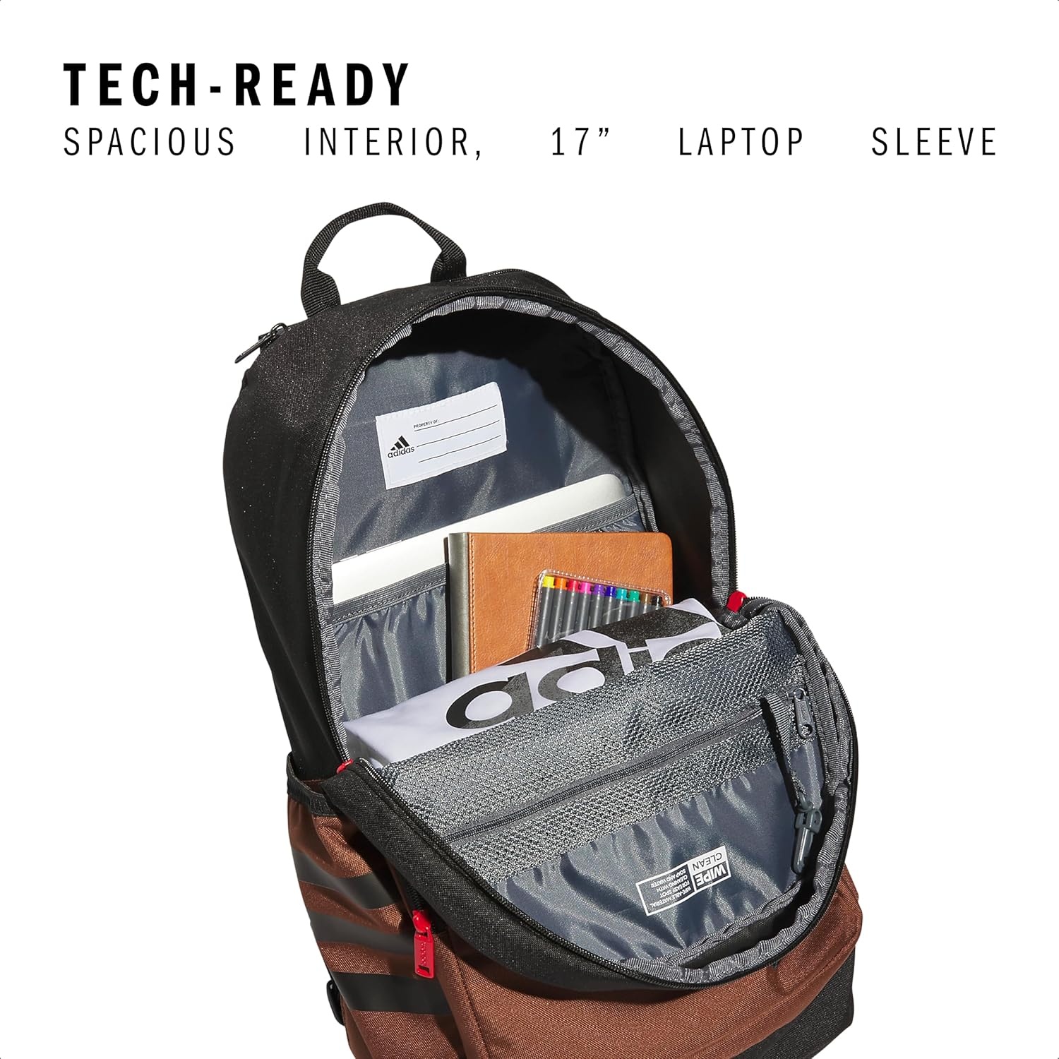 image:imageadidas Classic 3Stripe Backpack for Laptop School and Travel 28LPreloved BrownBlack40