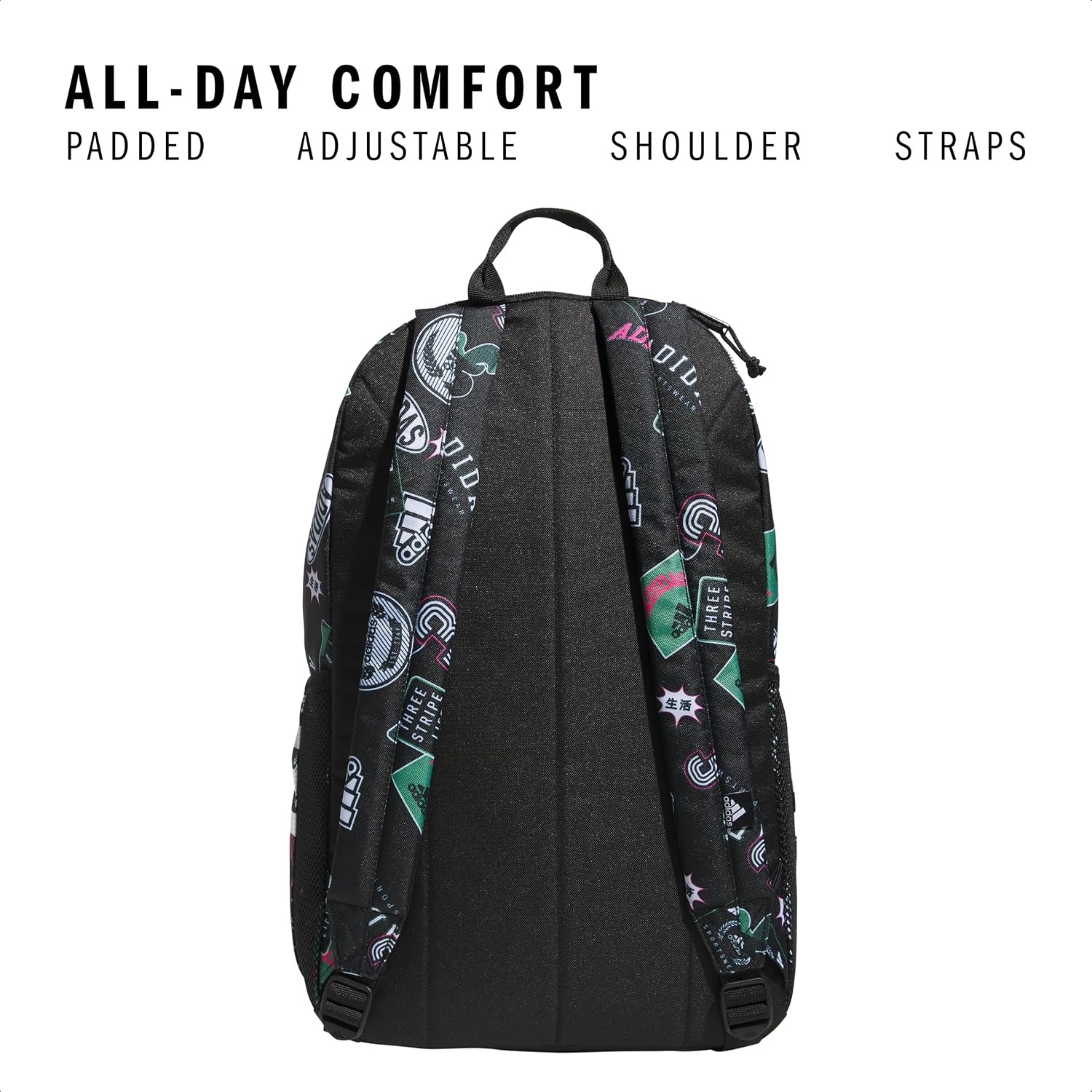 image:imageadidas Classic 3Stripe Backpack for Laptop School and Travel 28LRec League BlackWhite50