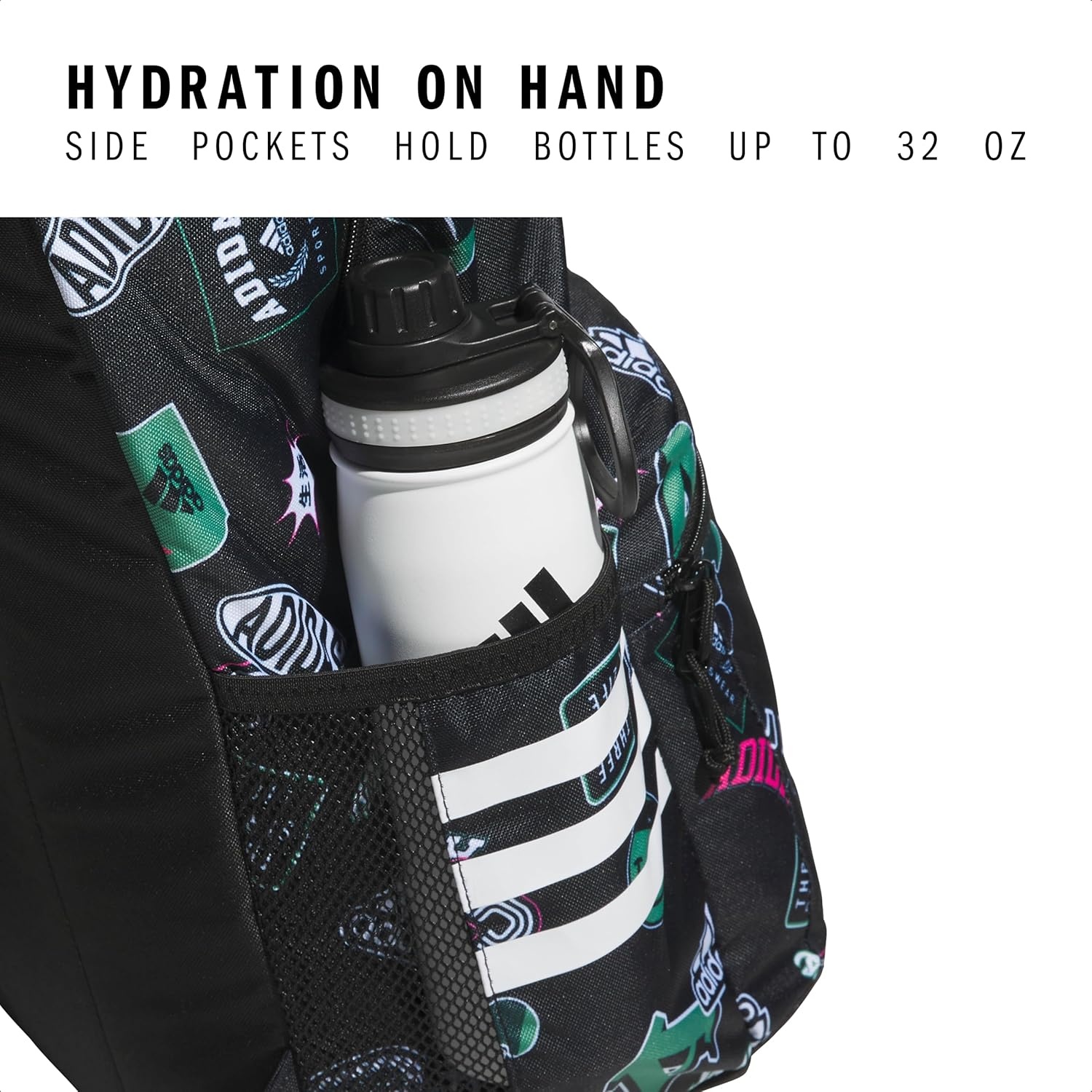image:imageadidas Classic 3Stripe Backpack for Laptop School and Travel 28LRec League BlackWhite50