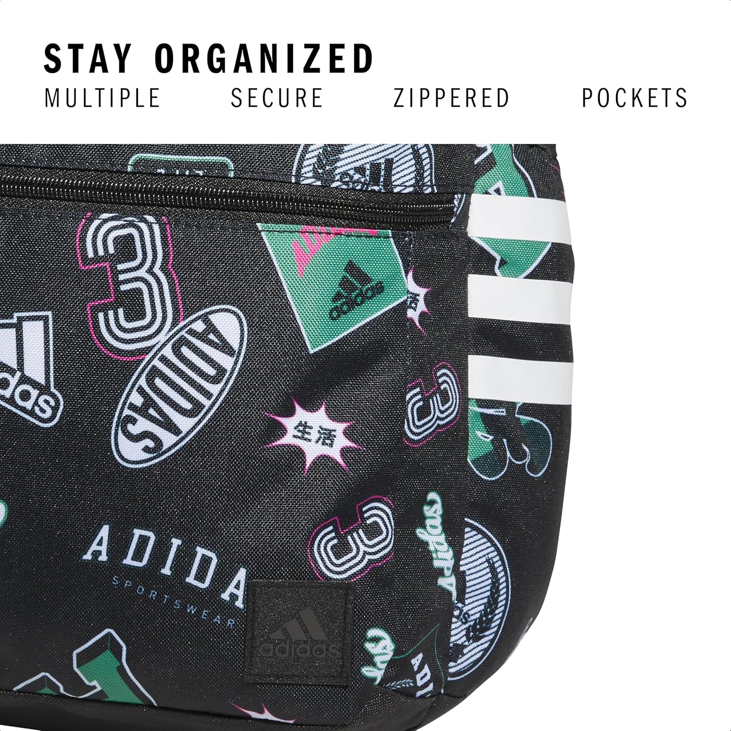 image:imageadidas Classic 3Stripe Backpack for Laptop School and Travel 28LRec League BlackWhite50