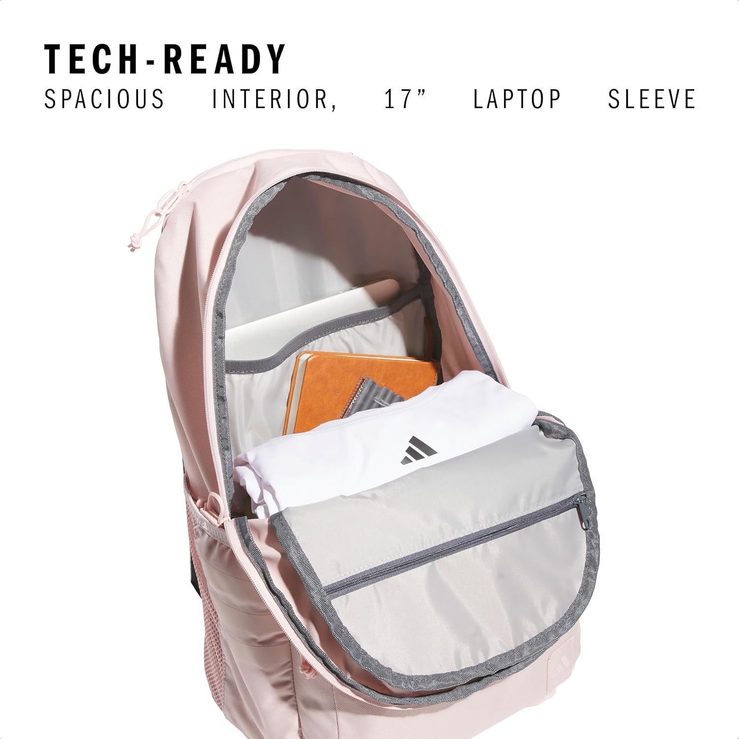 image:imageadidas Classic 3Stripe Backpack for Laptop School and Travel 28LSandy PinkOnix Grey