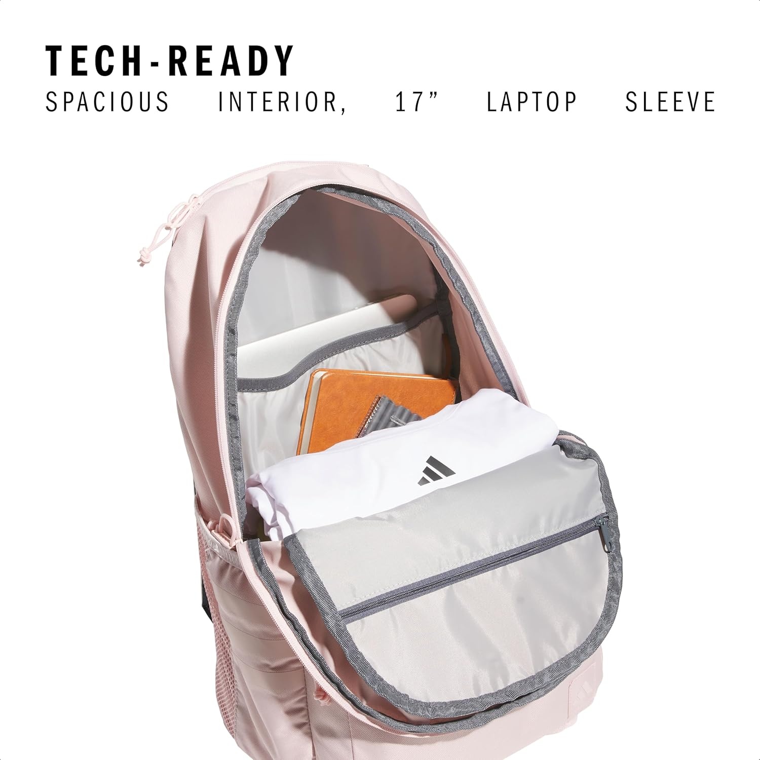 image:imageadidas Classic 3Stripe Backpack for Laptop School and Travel 28LSilver Violet PurpleGrey Four50