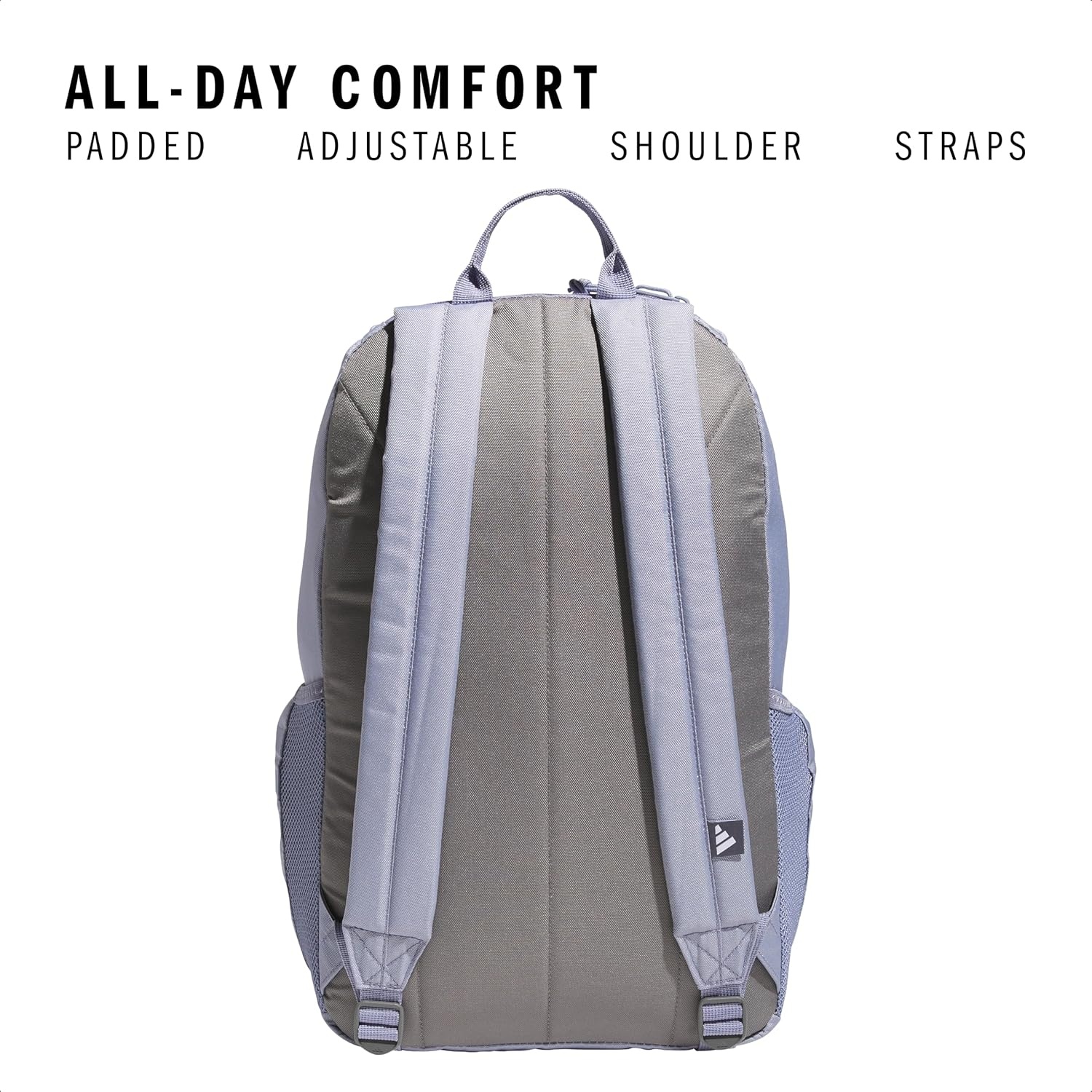 image:imageadidas Classic 3Stripe Backpack for Laptop School and Travel 28LSilver Violet PurpleGrey Four50