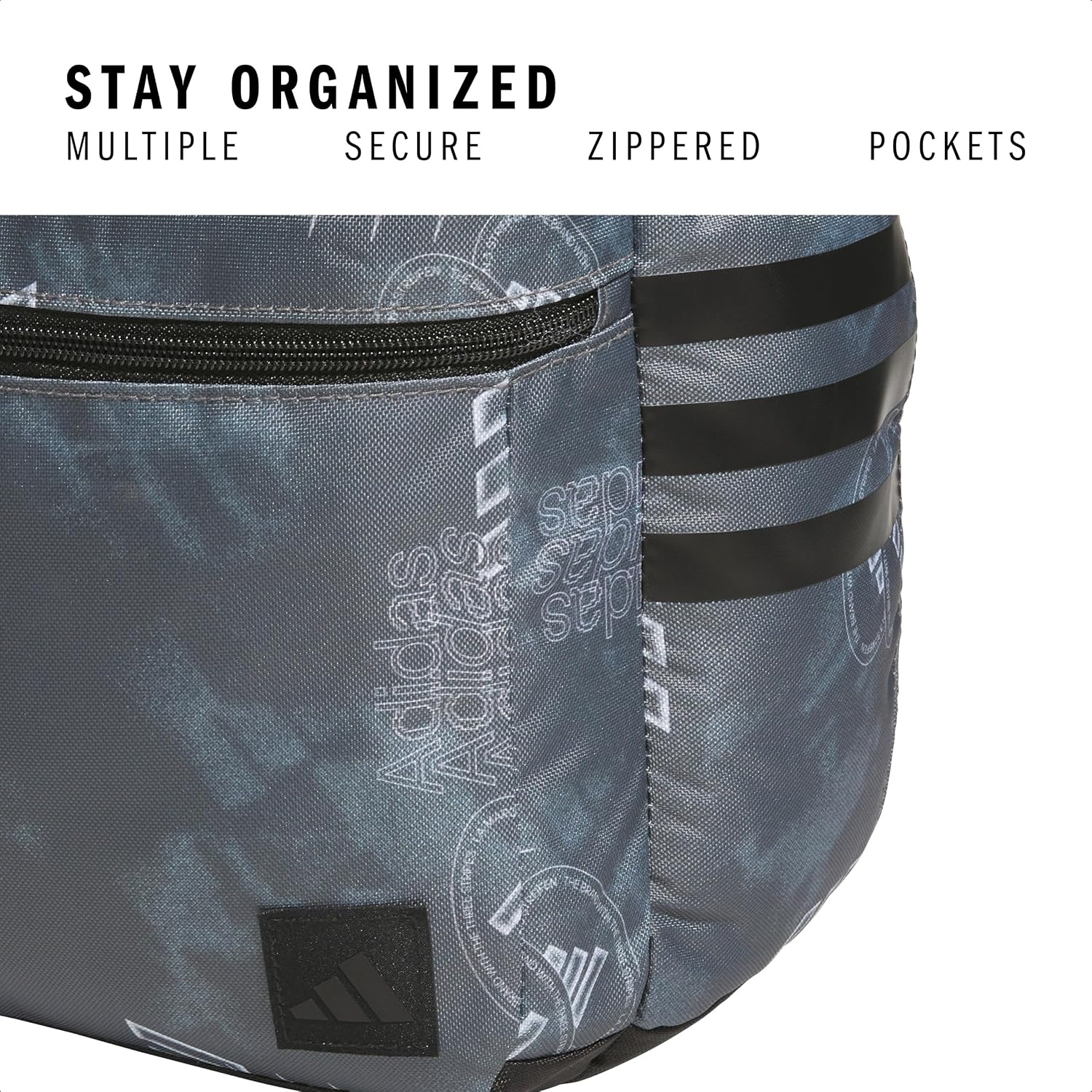 image:imageadidas Classic 3Stripe Backpack for Laptop School and Travel 28LTech Aop Grey FourBlack50