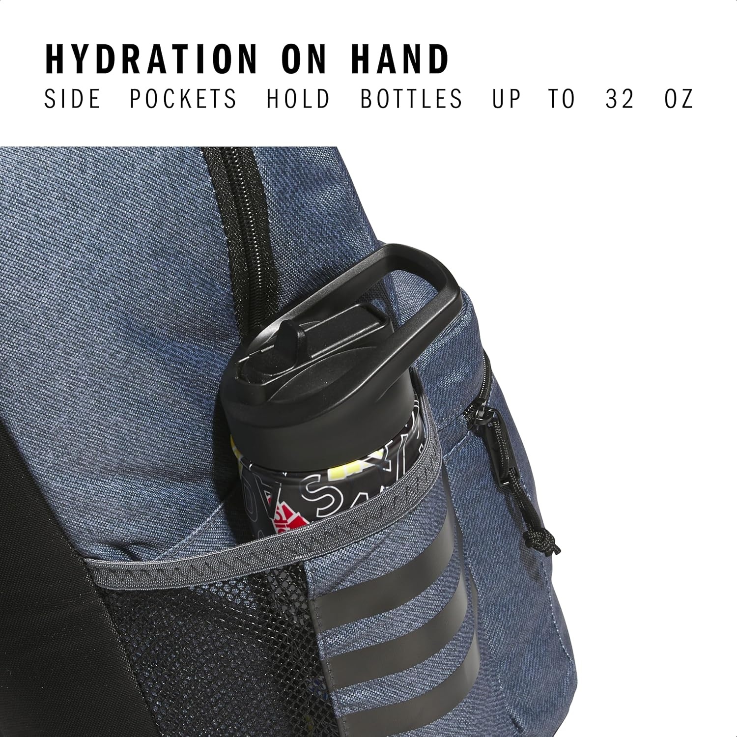 image:imageadidas Classic 3Stripe Backpack for Laptop School and Travel 28LTwill Onix GreyBlack