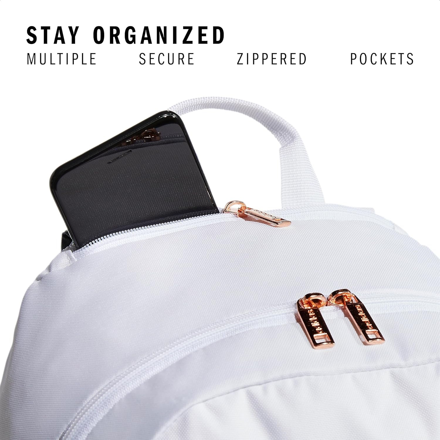 image:imageadidas Classic 3Stripe Backpack for Laptop School and Travel 28LWhiteOnix GreyRose Gold40