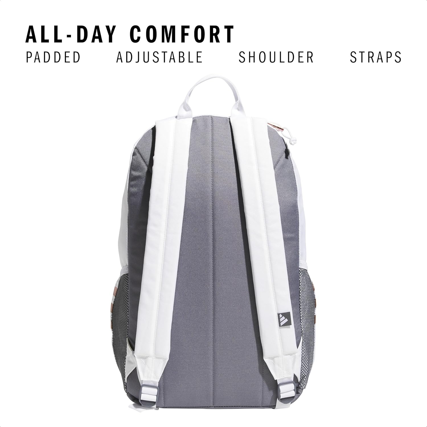 image:imageadidas Classic 3Stripe Backpack for Laptop School and Travel 28LWhiteRose Gold50