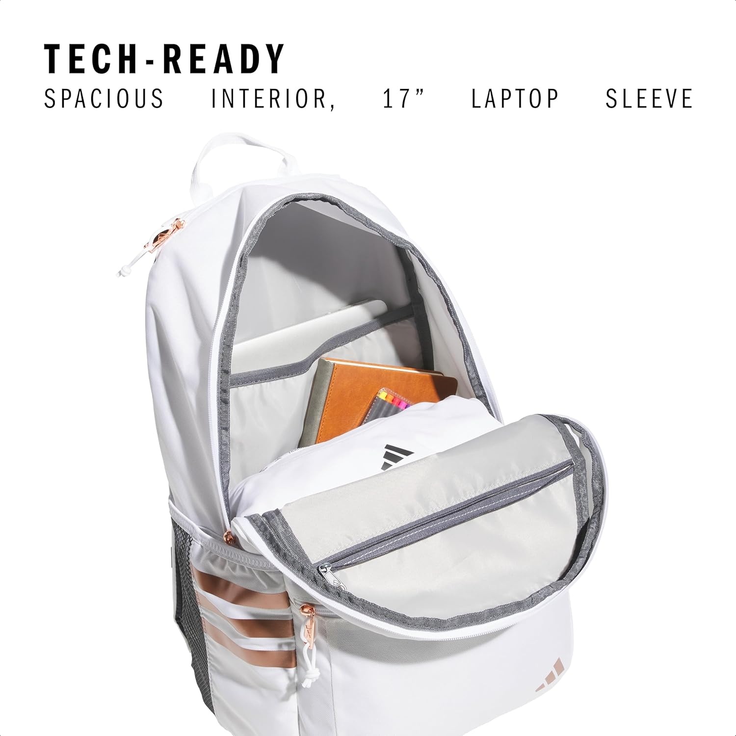 image:imageadidas Classic 3Stripe Backpack for Laptop School and Travel 28LWhiteRose Gold50