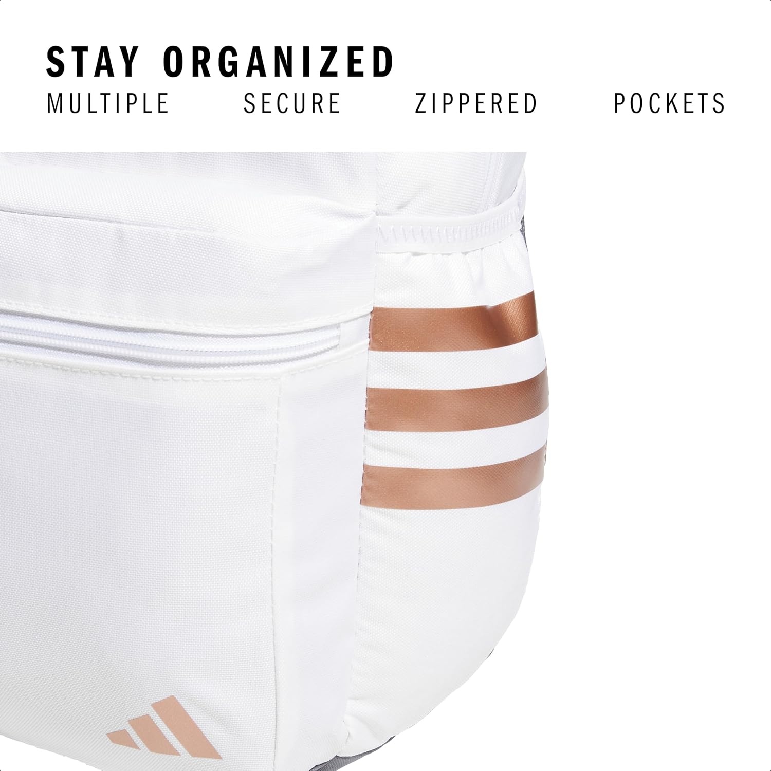image:imageadidas Classic 3Stripe Backpack for Laptop School and Travel 28LWhiteRose Gold50